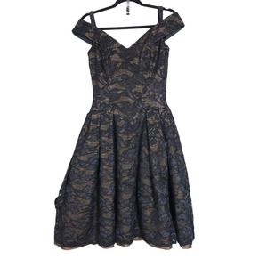 Victor Costa Womens Dress Vtg Black Lace Corset 80s Gothic Prom Puff Gown Size 4